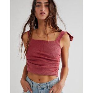 Free People Boulevard Cotton Crop Top S NWOT rio red